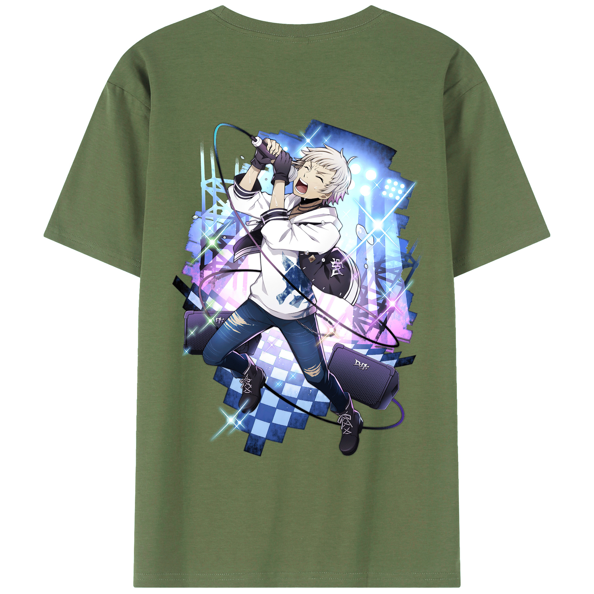 （画像用） 文豪ストレイドッグス Bungo Stray Dogs 綿100％ メンズ半袖Tシャツ（バックプリント） 通気性